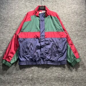 Vintage Wilson Windbreaker Jacket XL Colorblock Red Green Navy Nylon 90s